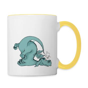 Sturzflug - Plumpsdrache - Tasse zweifarbig - Weiß/Gelb - Rechts