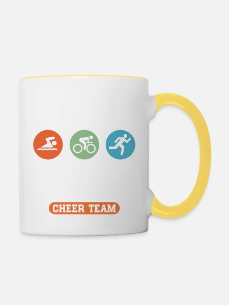 Uncles Triathlon Cheer - Tasse zweifarbig - Weiß/Gelb