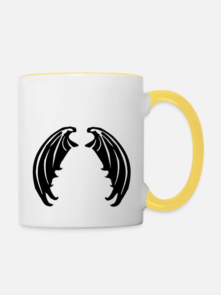 Flügel von Vampiren oder Teufelchen - Tasse zweifarbig - Weiß/Gelb
