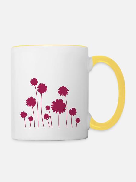 148_blumen_1 - Tasse zweifarbig - Weiß/Gelb
