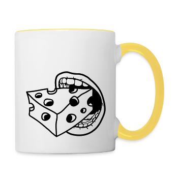bouche morsure manger bouche kaese loecher gauda co - Mug contrasté - blanc/jaune - Droite