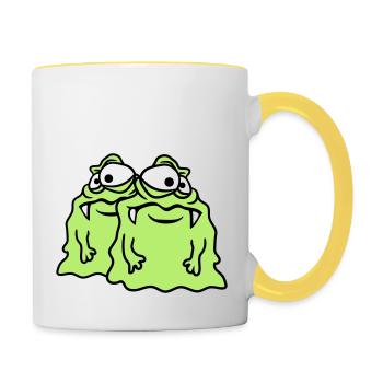 team 2 freunde paar glibber schleim ekelig schleim - Tasse zweifarbig - Weiß/Gelb - Rechts
