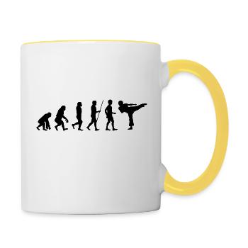 KARATE Evolution Arts Martiaux Kickboxing Bruce Lee - Mug contrasté - blanc/jaune - Droite