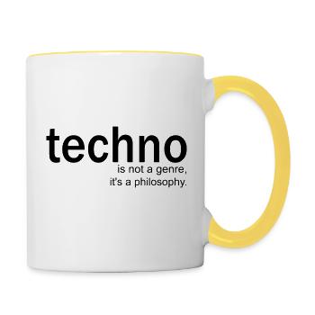 Techno Rave Raver festival clubbing - Mug contrasté - blanc/jaune - Droite