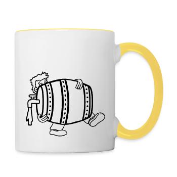 barrel beer drink thirst drink party celebrate october - Contrasting Mug - white/yellow - Right