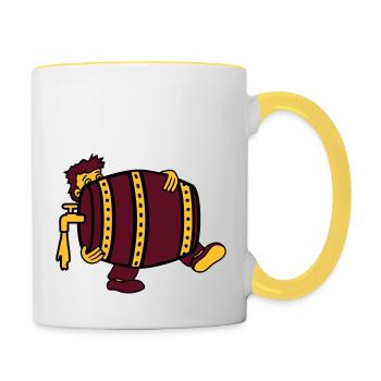 beer barrel drink thirst drinking party celebrate october - Contrasting Mug - white/yellow - Right