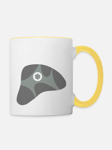 Bouldergriff, Klettergriff - Tasse zweifarbig - Weiß/Gelb