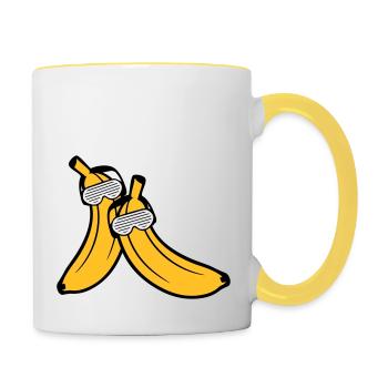 duo couple 2 friends team party party party fun sonnenb - Contrasting Mug - white/yellow - Right
