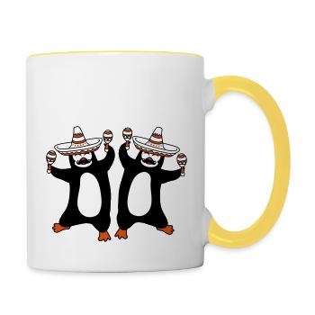 équipe couple 2 amis mexique chapeau sombrero mexicain - Mug contrasté - blanc/jaune - Droite