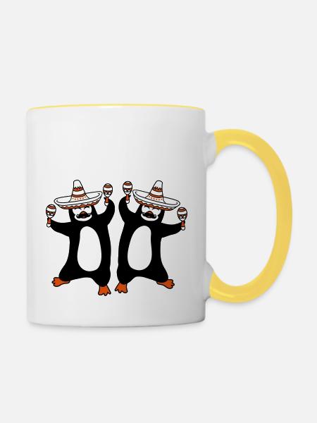 team paar 2 freunde mexiko mexikaner sombrero hut - Tasse zweifarbig - Weiß/Gelb