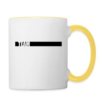 ligne bande équipe équipe amis fête fête avecg - Mug contrasté - blanc/jaune - Droite