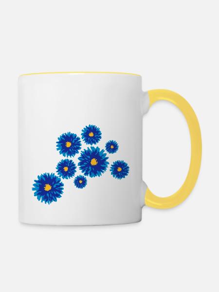 Flowers - Tasse zweifarbig - Weiß/Gelb