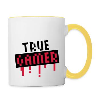 True Gamer Stamp - Mug contrasté - blanc/jaune - Droite