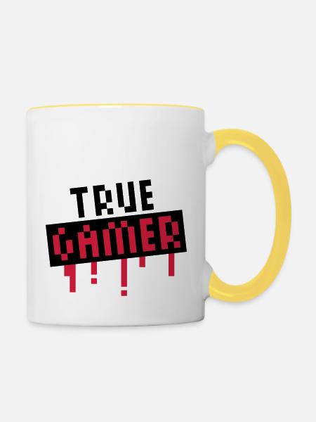 True Gamer Stamp - Tasse zweifarbig - Weiß/Gelb