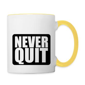 logo never quit button gewinner stars sieger sport - Tasse zweifarbig - Weiß/Gelb - Rechts