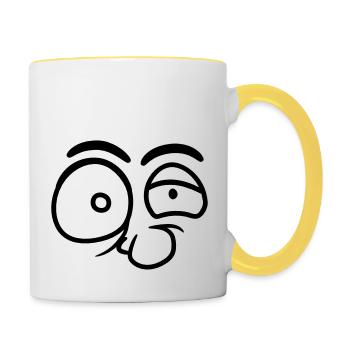 augen nase cool professor wahnsinnig verrueckt ges - Tasse zweifarbig - Weiß/Gelb - Rechts