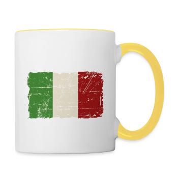 Italy Flag - Vintage Look - Contrasting Mug - white/yellow - Right