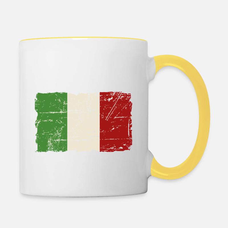 Italy Flag - Vintage Look - Mug contrasté - blanc/jaune