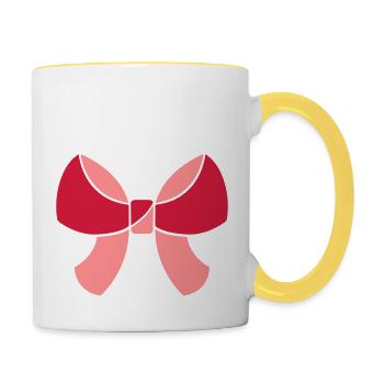 huebsch schleife haarband schoen girl maedchen fra - Tasse zweifarbig - Weiß/Gelb - Rechts