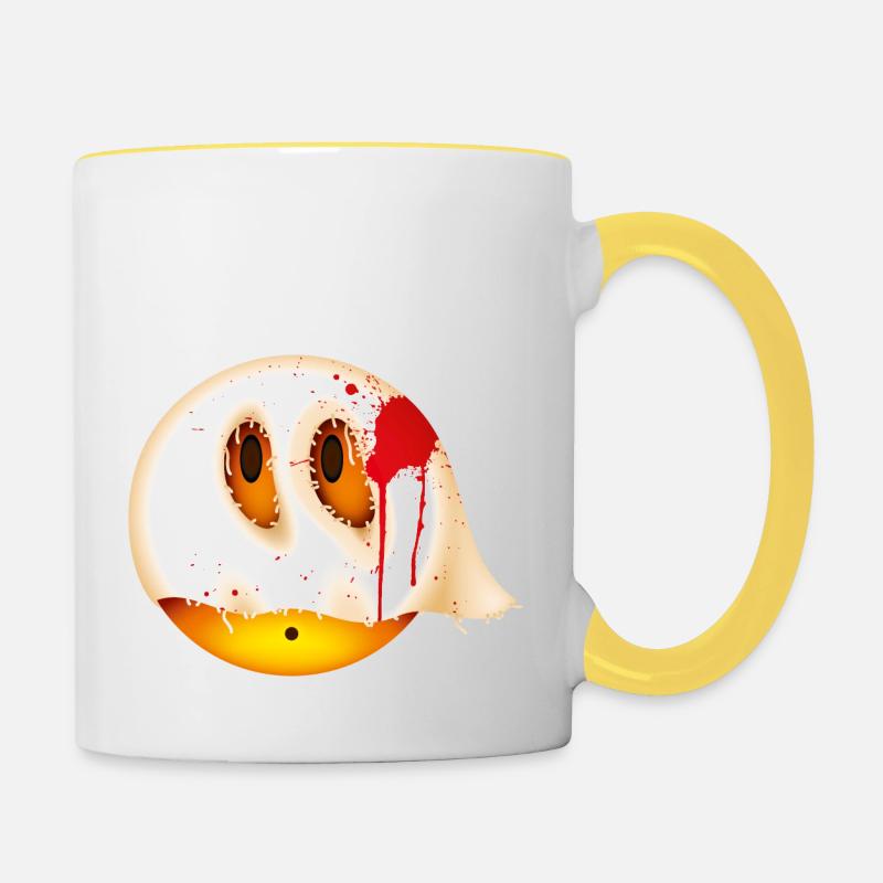 Smiley Glossy Bloody Ghost - Mug contrasté - blanc/jaune