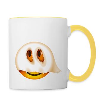 Smiley Halloween Ghost - Tasse zweifarbig - Weiß/Gelb - Rechts