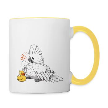 Regenschirm Kakadu - Tasse zweifarbig - Weiß/Gelb - Rechts