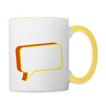 conception 3D de bulles vocales - Mug contrasté - blanc/jaune - Droite