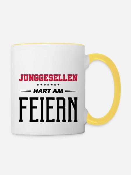 junggesellen hart am feiern - Tasse zweifarbig - Weiß/Gelb