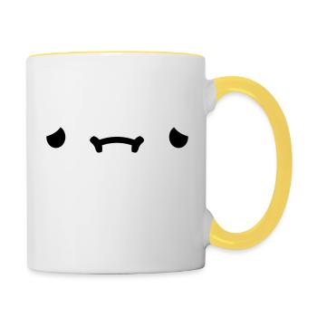 Sad cartoon face - Contrasting Mug - white/yellow - Right