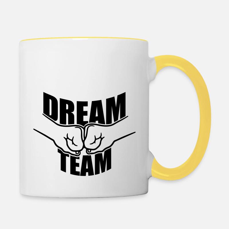 Faustschlag Dream Team - Tasse zweifarbig - Weiß/Gelb
