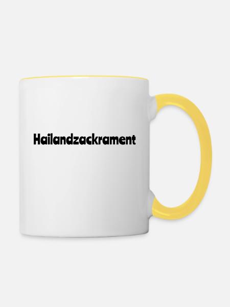 Schwäbisches Sprichwort - Tasse zweifarbig - Weiß/Gelb