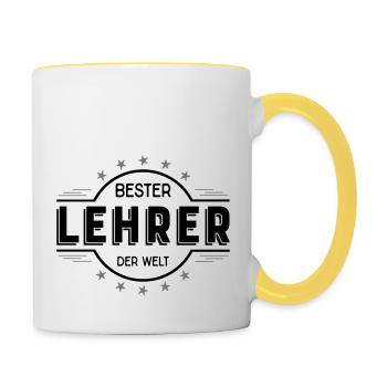 lehrer - Tasse zweifarbig - Weiß/Gelb - Rechts