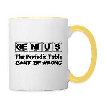 Genius, The Periodic Table cant be wrong - Tasse zweifarbig - Weiß/Gelb - Rechts