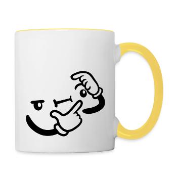 Conception de réflexion visage - Mug contrasté - blanc/jaune - Droite