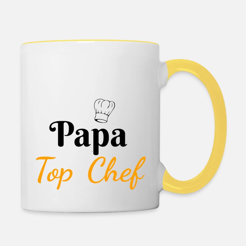 Papa Top Chef - Tasse zweifarbig - Weiß/Gelb