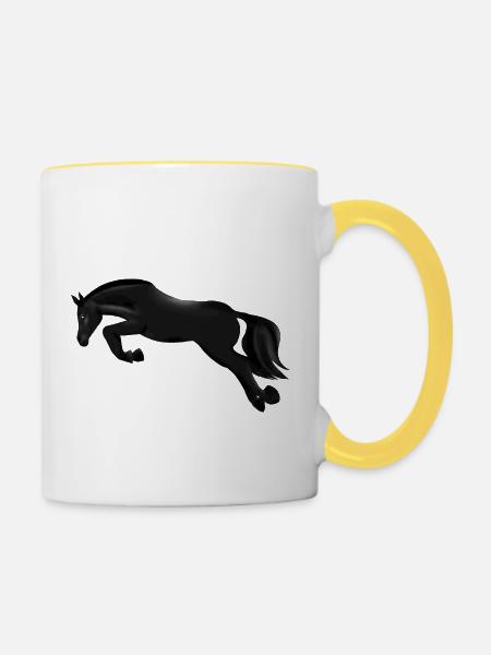 Springpferd - Tasse zweifarbig - Weiß/Gelb
