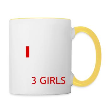 Vater von 3 Mädchen - Tasse zweifarbig - Weiß/Gelb - Rechts