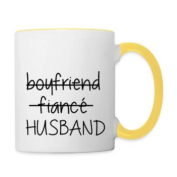 Boyfriend Fiance Husband - Contrasting Mug - white/yellow - Right
