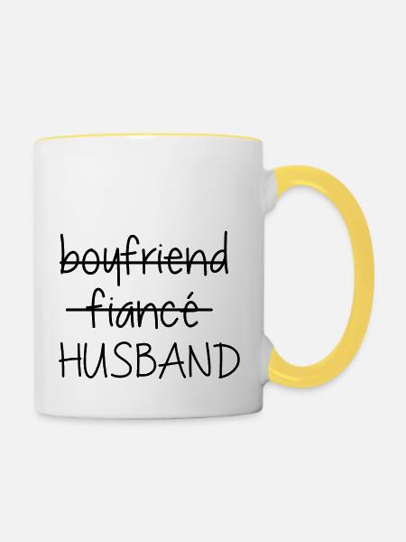 Freund Verlobter Ehemann - Tasse zweifarbig - Weiß/Gelb