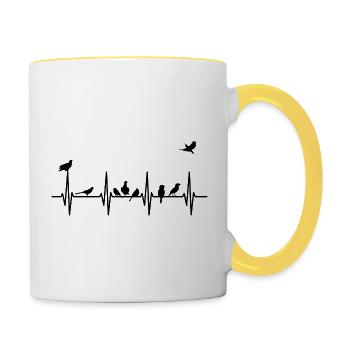Pouls Oiseaux Observateur d’oiseaux - Mug contrasté - blanc/jaune - Droite