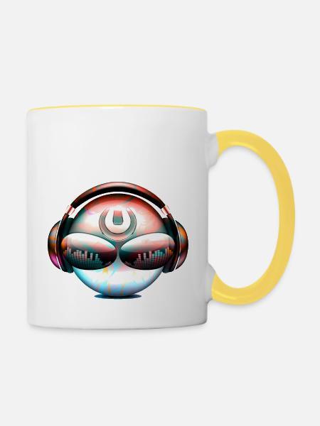 Discjockey Musik - Tasse zweifarbig - Weiß/Gelb