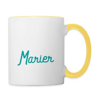 J'vais Me Marier Putain Cadeau Evg Humour Drôle - Mug contrasté - blanc/jaune - Droite