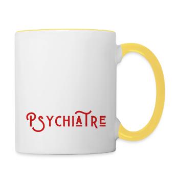 pas parfait mais psychiatre - Mug contrasté - blanc/jaune - Droite
