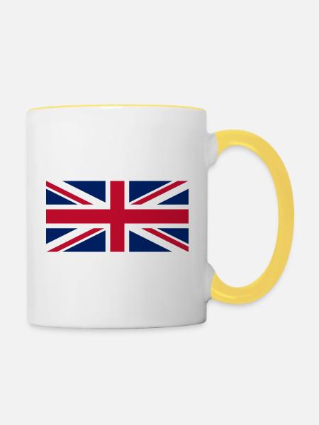 UK-Flagge - Tasse zweifarbig - Weiß/Gelb