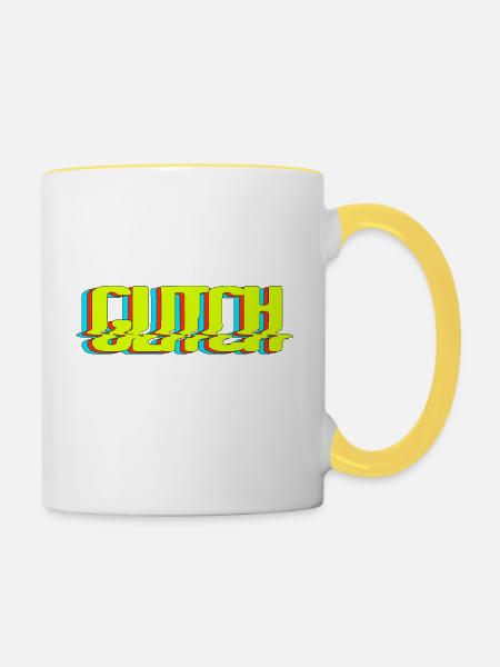 Glitch - Tasse zweifarbig - Weiß/Gelb