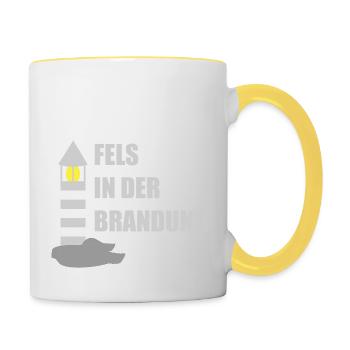 Fels in der Brandung - Tasse zweifarbig - Weiß/Gelb - Rechts