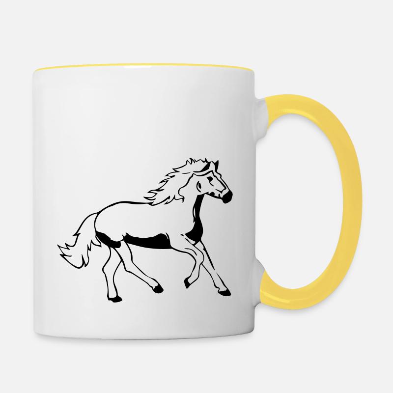 pferd - Tasse zweifarbig - Weiß/Gelb