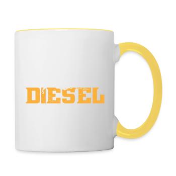 Diesel Engine I Diesel Because Electric Cars - Contrasting Mug - white/yellow - Right