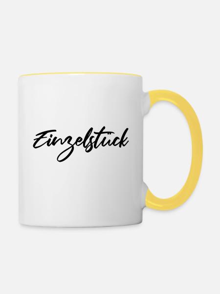 Einzelstück - Tasse zweifarbig - Weiß/Gelb