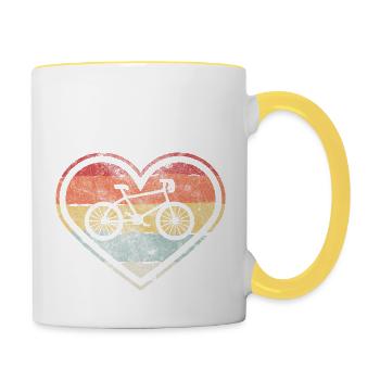 Retro Bike Heart Gift - Contrasting Mug - white/yellow - Right